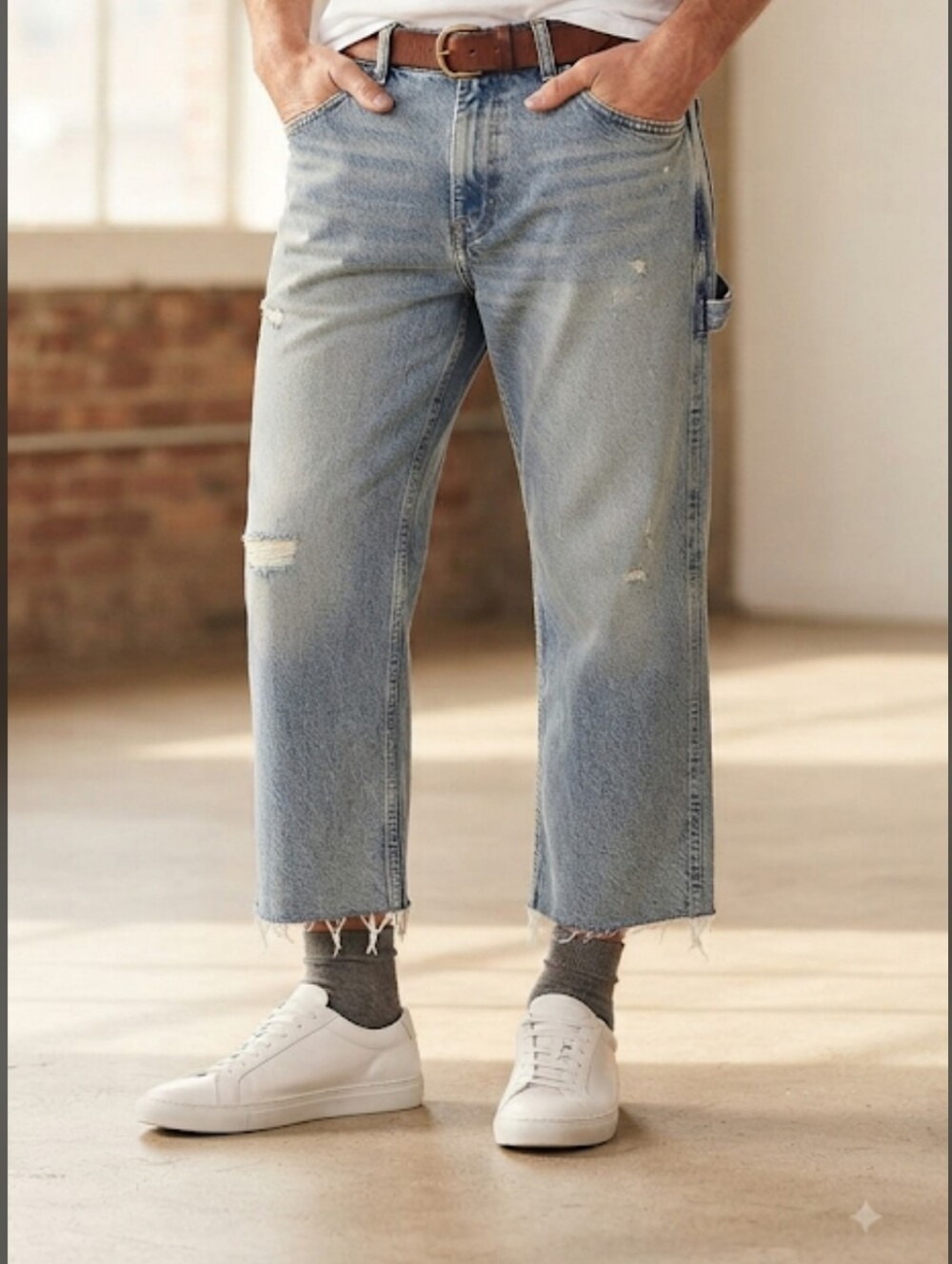 Levi's 54740 Distressed Carpenter Jeans Jorts Cut Off Raw Hem Men's 36x23